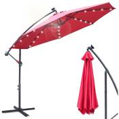 Hengda - 350cm Parasol led Solar Market Parapluie Cantilever Parapluie Jardin Parapluie Inclinable Pendentif Parapluie.rouge - rouge