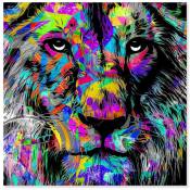 Hxadeco - Tableau Tête de lion colorée - 50x50cm