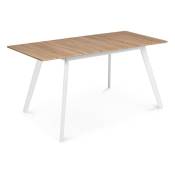 Idmarket - Table scandinave extensible rectangle inga 4-6 personnes plateau bois pieds blancs 120-160 cm - Bois-clair