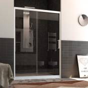 Idralite - Porte cabine de douche verre et profil pvc blanc h 190 mod. Glax 1 Porte 150 cm transparent