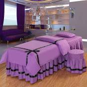 KE & LE Coton Pur Couleur Beauté Sets de Table Feuille de Massage, Thérapie Physique Percale Soyeux Couvre-lit Couverture de lit Draps-Housses Personn