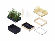 Kit carré potager avec accessoires et système d'auto arrosage gardenbox 120 x 80 cm noir