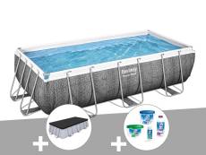 Kit piscine tubulaire rectangulaire Bestway Power Steel 4,04 x 2,01 x 1,00 m + Kit de traitement au chlore + Bâche de protection