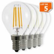 Lampesecoenergie - Lot de 5 Ampoules Led Filament Culot E14 forme G45 4 Watt (éq 42 watts) Blanc Chaud