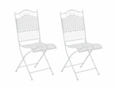 Lot de 2 chaises de jardin pliables kiran en fer , blanc