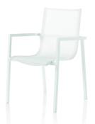 Lot de 4 fauteuils aluminium en toile plastifiée blanche