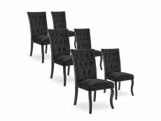 Lot de 6 chaises capitonnées chaza velours noir