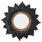Miroir soleil D30 cm noir / or