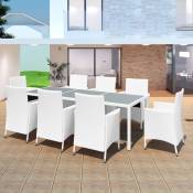 Nova - Ensemble de restauration en plein air avec table de table et 8 chaises de couleurs différentes couleur : Blanc