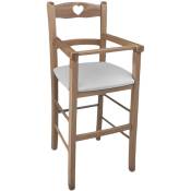 Okaffarefatto - Chaise haute en bois de noyer clair avec assise en simili cuir gris clair