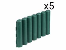Pack x5 bordures de jardin rondins vert bois composite 40x20cm