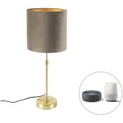 Parte - led Dimmable Lampe de table avec Abat-Jour variateur inclus - 1 lumière - ø 25 cm - Taupe - Rustique - éclairage intérieur - Salon - Taupe