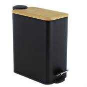 Poubelle à pédale - poubelle de salle de bain - 5 litres - bambou noir - le noir