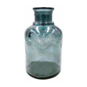 Rideaudiscount - Vase Verre Recyclé 20 x 12 cm Forme Cylindrique Large Ouverture Transparent Gris - Gris