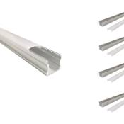 Silamp - Profilé Aluminium 2m pour Ruban led Couvercle Opaque (Pack de 5)