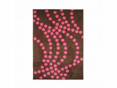 Spot - tapis imprimé pois roses chocolat 160x230