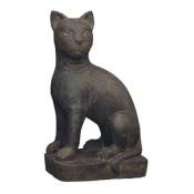Statue jardin chat assis 45 cm - Gris anthracite 45
