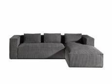 Stella - canapé d'angle - en velours côtelé - 4 places -style contemporain - droit - lisa design - gris foncé