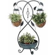 Support de plante lampe solaire pot de fleur lampe d'extérieur décoration de jardin lampe d'extérieur, design vrilles de fleurs, acier, argent, gris,