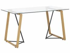 Table à manger transparente et effet bois clair 140 x 80 cm tacoma 237258