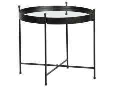 Table d'appoint en métal noir avec plateau miroir - h.42 x l.48 x p.48 cm -pegane-