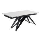 Table extensible 180/260 cm céramique blanc pied géométrique