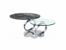 Table olympe à plateaux pivotants en verre et céramique