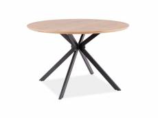 Table ronde couleur chêne et métal noir 120cm tezor 319