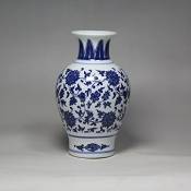 Vase chinois en porcelaine bleu et blanc pour fleurs
