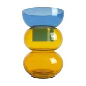 Vase en verre bleu et jaune 15,9x24 cm Bubble Flip