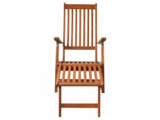 Vidaxl chaise de terrasse avec repose-pied et coussin acacia solide