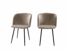 Vitikko - lot de 2 fauteuils de table velours et pieds noirs - couleur - taupe