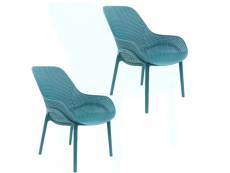 2 fauteuils pour table de jardin design malibu - bleu