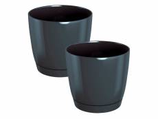 2x round pot de plastique coubi rond p en couleur graphite 13,5 (longueur) x 13,5 (largeur) x 12,4 (hauteur) cm