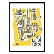 Affiche 30x40 cm et cadre noir - New-York Map - Fox