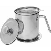 Ahlsen - Pot de filtre à huile de cuisine en acier inoxydable, pot d'huile étanche avec tamis filtrant (1.8 l avec filtre (acier)