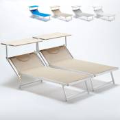 Beach And Garden Design - 2 bains de soleil xl de jardin piscine transat en aluminium Grande Italia Couleur: Beige