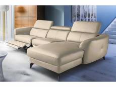 Canapé d'angle relax en cuir italien - avec 1 relax électrique, 5 places - beige - angle droit (vu de face) - bertoni –