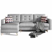 Canapé d'angle réversible et convertible tissu gris clair chiné Anska 250 cm