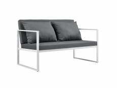 [casa.pro] canapé extérieur avec coussins armature métal polyester blanc 70 x 114 x 60 cm