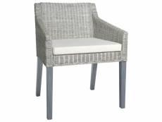 Chaise de qualité de salle à manger avec coussin gris rotin naturel - gris - 60 x 60 x 79 cm