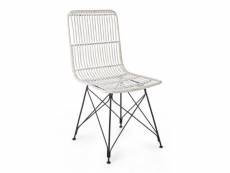 Chaise de style contemporain en acier et kubu blanc lucila 45x55x h85 cm