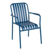 Chaise de terrasse avec accoudoirs en aluminium bleu