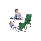 Chaise longue avec appui-tête et accoudoirs, petite chaise longue de jardin en métal, pliable, étroite Fauteuil inclinable d'été - Springos