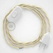 Creative Cables - Cordon pour lampe, câble TM00 Effet Soie Ivoire 1,80 m. Choisissez la couleur de la fiche et de l'interrupteur Blanc