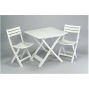 Ensemble table et chaises de jardin Blanc 44x41x78cm/80x72x70cm - Progarden