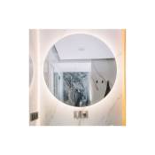 Foxydry - Miroir Rond Illuminé Mural, Miroir Salle de Bain Mural, Miroir Rond sans Cadre avec led, diamètre 80 cm - Gris
