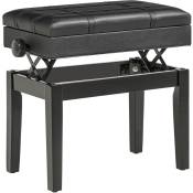 Homcom - Banquette tabouret siège pour piano coffre intégré hauteur réglable bois hévéa assise revêtement synthétique noir