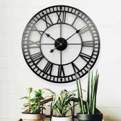 Horloge de jardin résistante aux intempéries - Rétro - Chiffres romains - Vintage - Simple - Art en fer - Horloge d'extérieur - Fonctionnement à