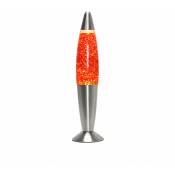 Lampe à Lave Timmy au design rétro avec cire rouge et liquide pailleté orange H:36cm - Argent, Orange Glitter - argent, paillettes orange